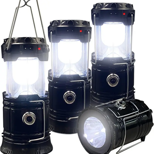 4-Pack Solar Camping Lanterns, Rechargeable LED Lights with Magnetic Base & Hanging Hook, Portable Outdoor Lamp