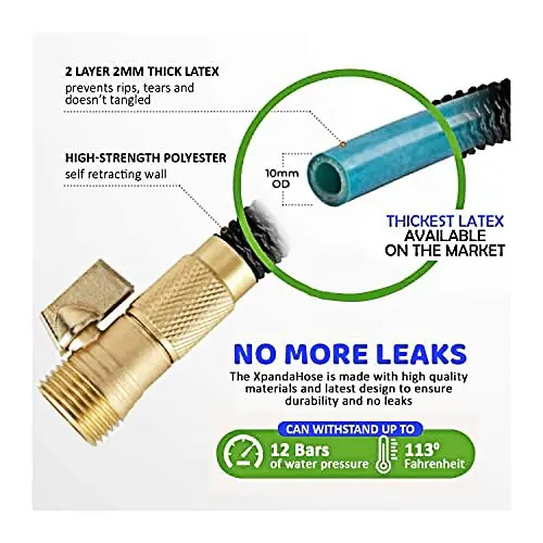 Expandable Garden Hose 100FT/75FT/50FT – Heavy Duty Flexible Water Hose with 4-Layer Latex Core & Brass Connectors for Lawn, Garden and Outdoor Use