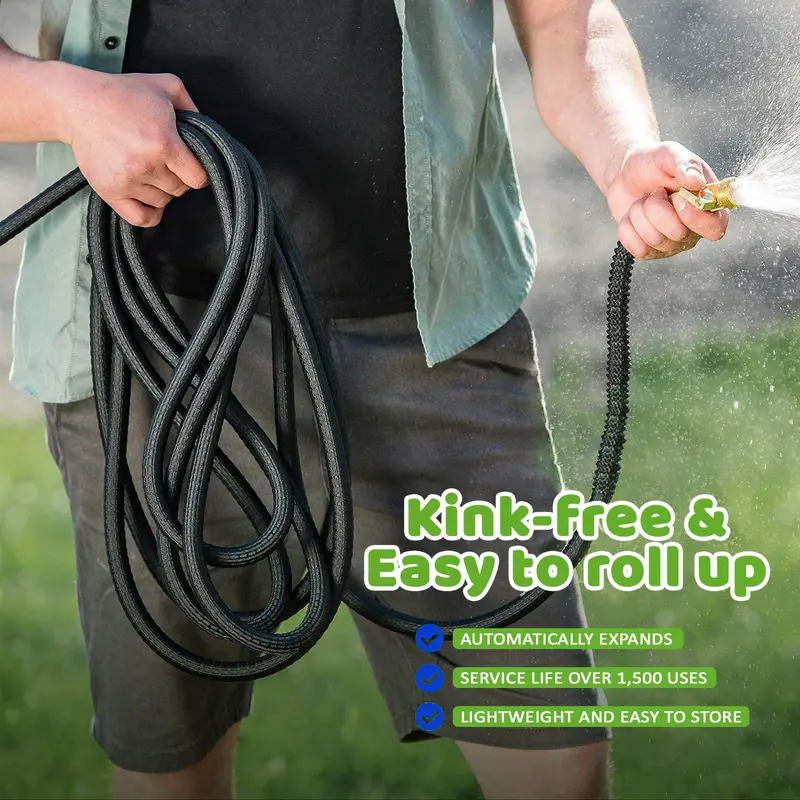 Expandable Garden Hose 100FT/75FT/50FT – Heavy Duty Flexible Water Hose with 4-Layer Latex Core & Brass Connectors for Lawn, Garden and Outdoor Use